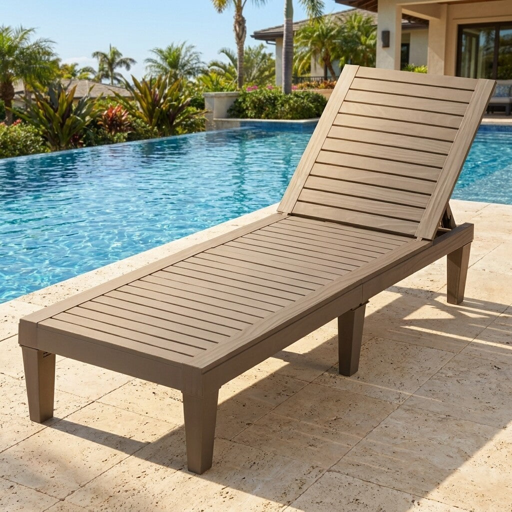 Set of 2 Outdoor Chaise Lounge Chair with 5 Positions Adjustable Backrest-Brown
