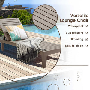 Set of 2 Outdoor Chaise Lounge Chair with 5 Positions Adjustable Backrest-Brown