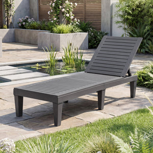 Set of 2 Outdoor Chaise Lounge Chair with 5 Positions Adjustable Backrest-Gray