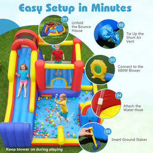 7-in-1 Outdoor Bounce House with Dual Slides (without Blower)