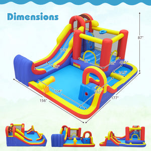 7-in-1 Outdoor Bounce House with Dual Slides (without Blower)