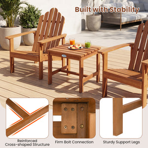 Adirondack Chair Set of 2 with Side Table for Deck Garden and Porch