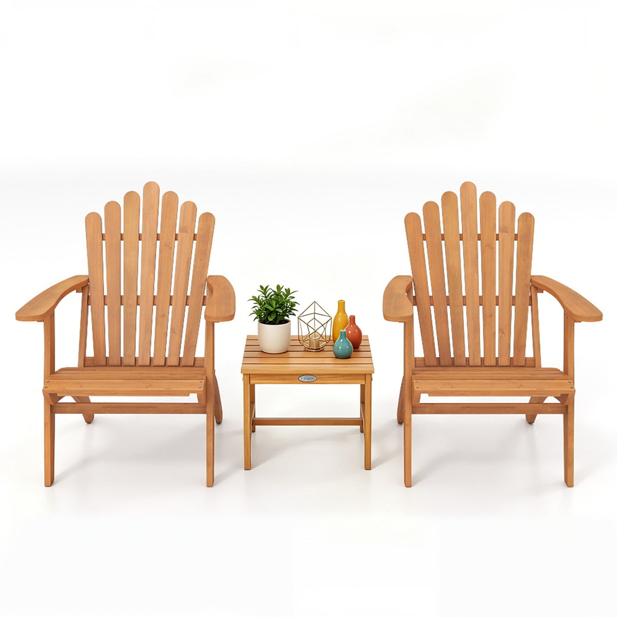 Adirondack Chair Set of 2 with Side Table for Deck Garden and Porch