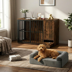 Dog Crate Furniture & Cooling Gel Dog Bed for Small and Medium Dogs