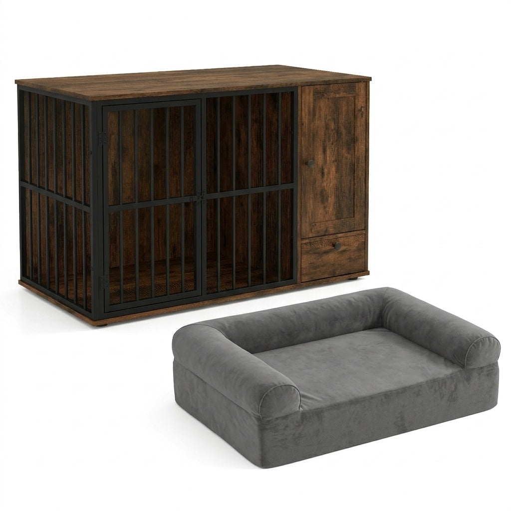 Dog Crate Furniture & Cooling Gel Dog Bed for Small and Medium Dogs