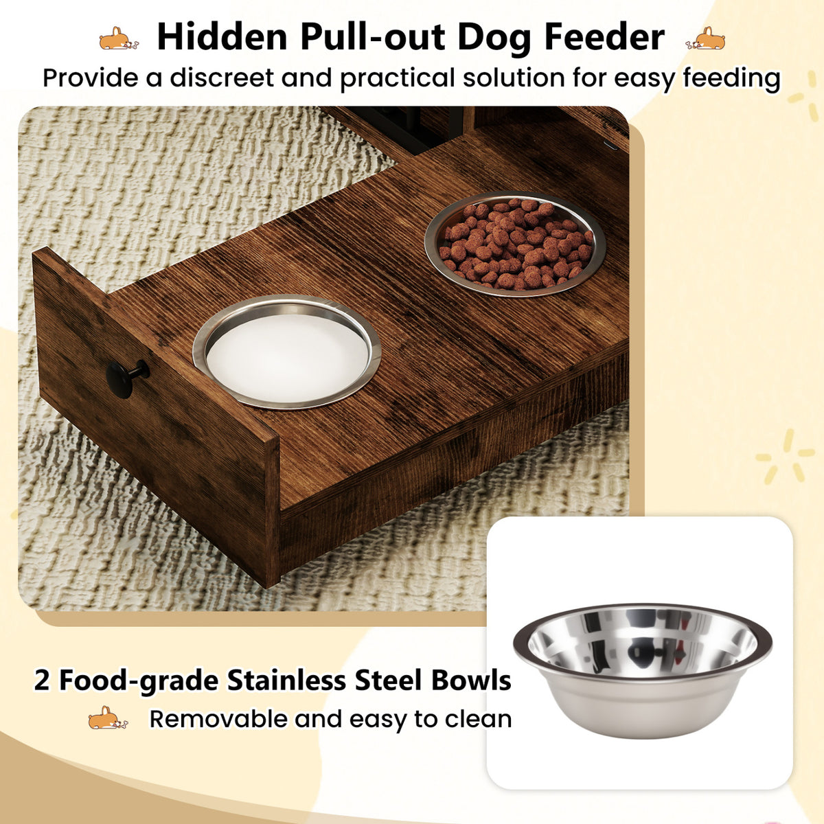 Dog Crate Furniture & Cooling Gel Dog Bed for Small and Medium Dogs