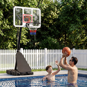 4.9-10 Feet Portable Basketball Hoop 10 Levels Adjustable with Fillable Base and Ball Storage
