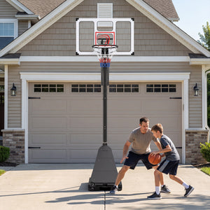 4.9-10 Feet Portable Basketball Hoop 10 Levels Adjustable with Fillable Base and Ball Storage