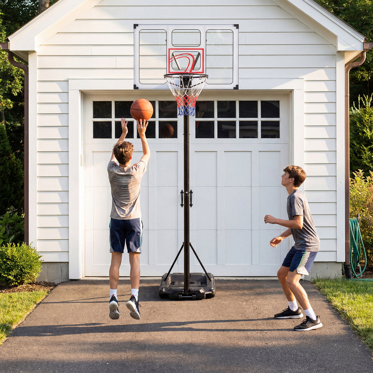 4.1-10 Feet Portable Basketball Hoop 18-Level Adjustable with Heavy Duty Fillable Base