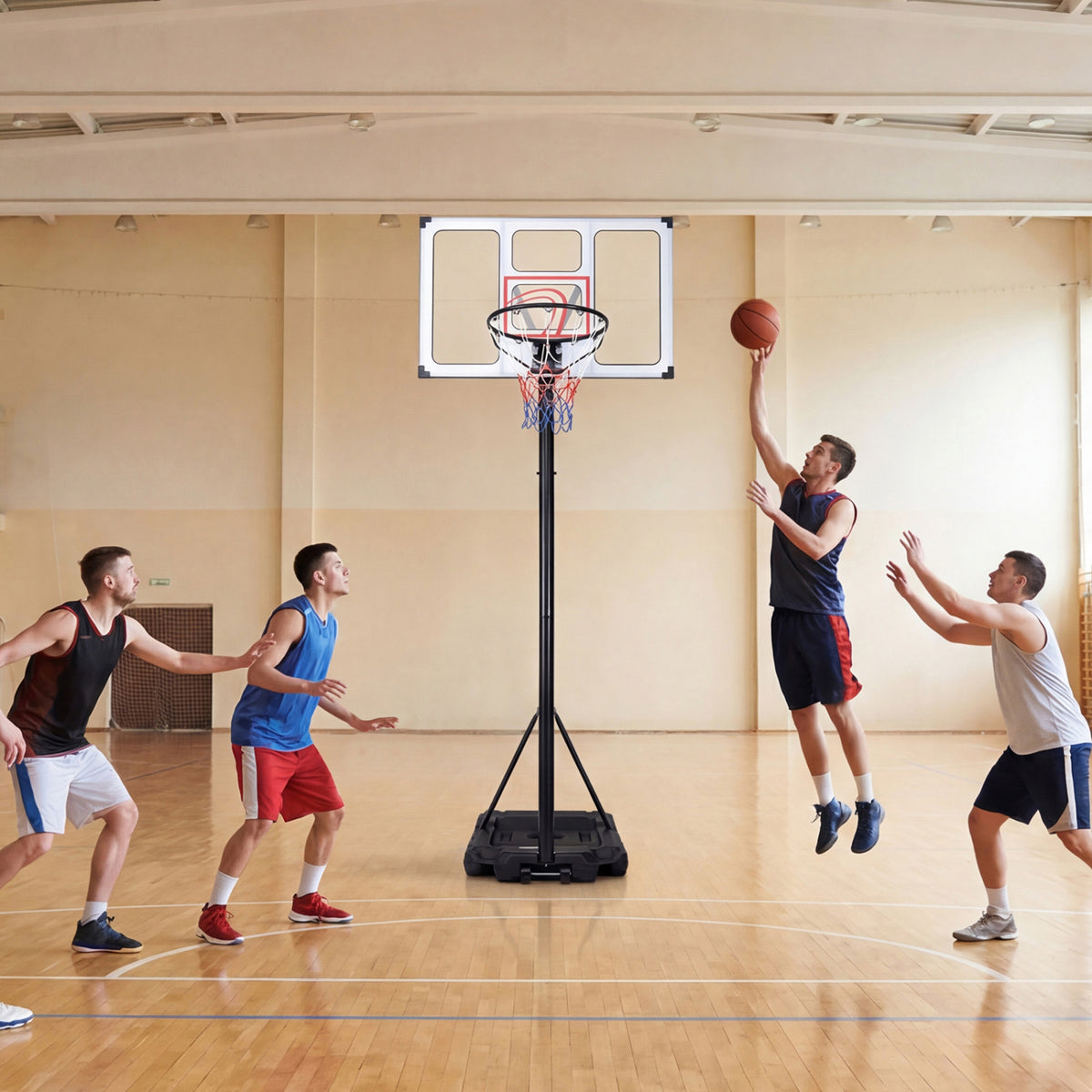 4.1-10 Feet Portable Basketball Hoop 18-Level Adjustable with Heavy Duty Fillable Base