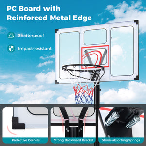 4.1-10 Feet Portable Basketball Hoop 18-Level Adjustable with Heavy Duty Fillable Base