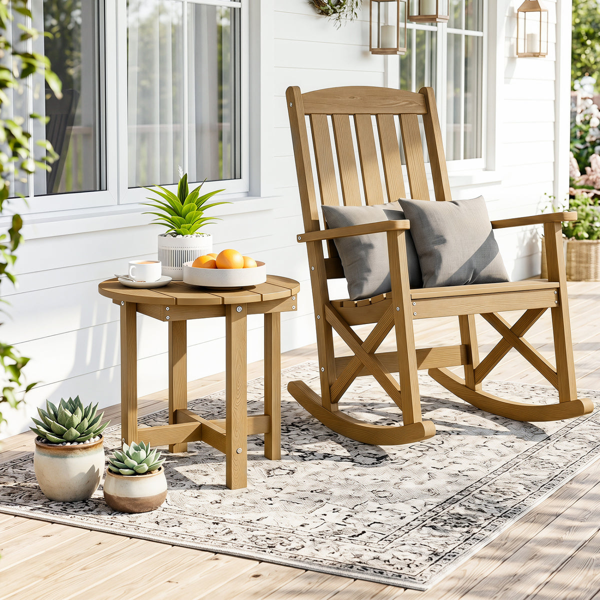 HIPS Adirondack Side Table with Weather-Resistant and Waterproof Top-Coffee
