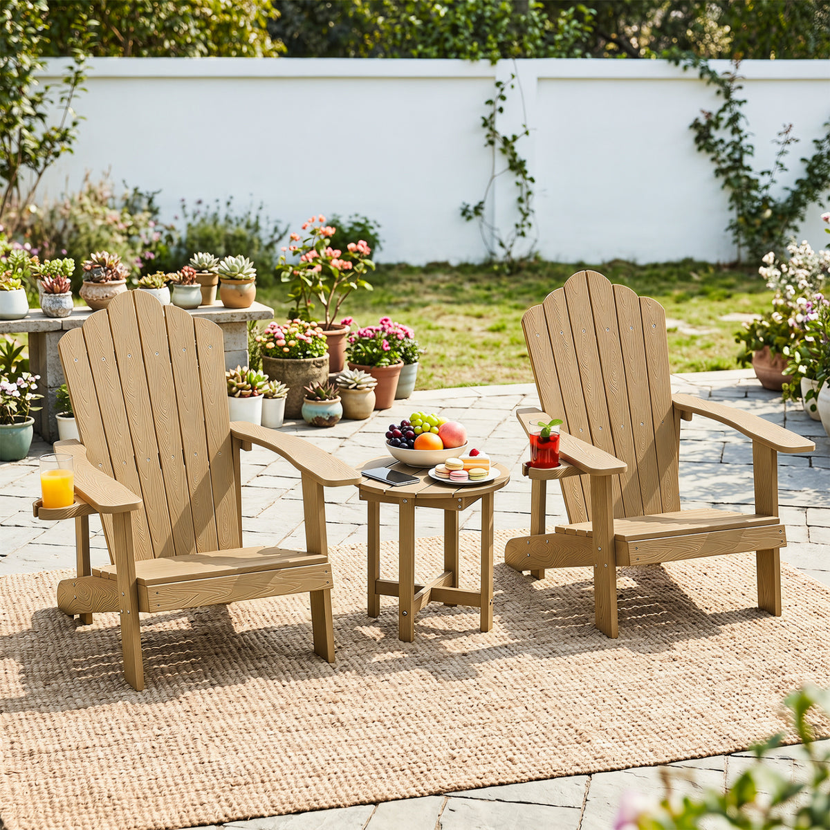 HIPS Adirondack Side Table with Weather-Resistant and Waterproof Top-Coffee