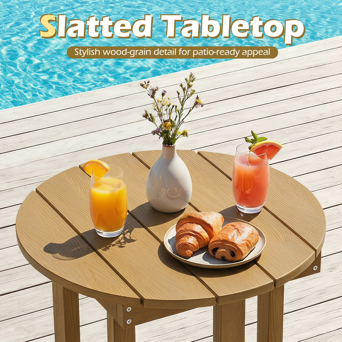 HIPS Adirondack Side Table with Weather-Resistant and Waterproof Top-Coffee