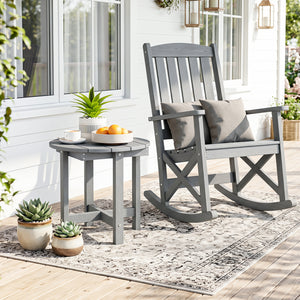 HIPS Adirondack Side Table with Weather-Resistant and Waterproof Top-Gray