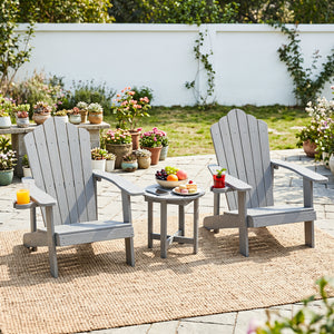 HIPS Adirondack Side Table with Weather-Resistant and Waterproof Top-Gray