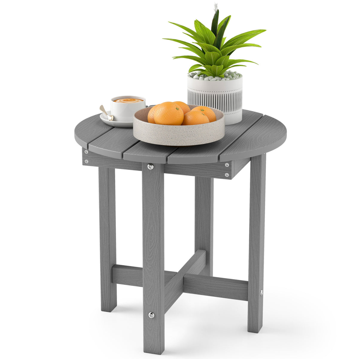HIPS Adirondack Side Table with Weather-Resistant and Waterproof Top-Gray
