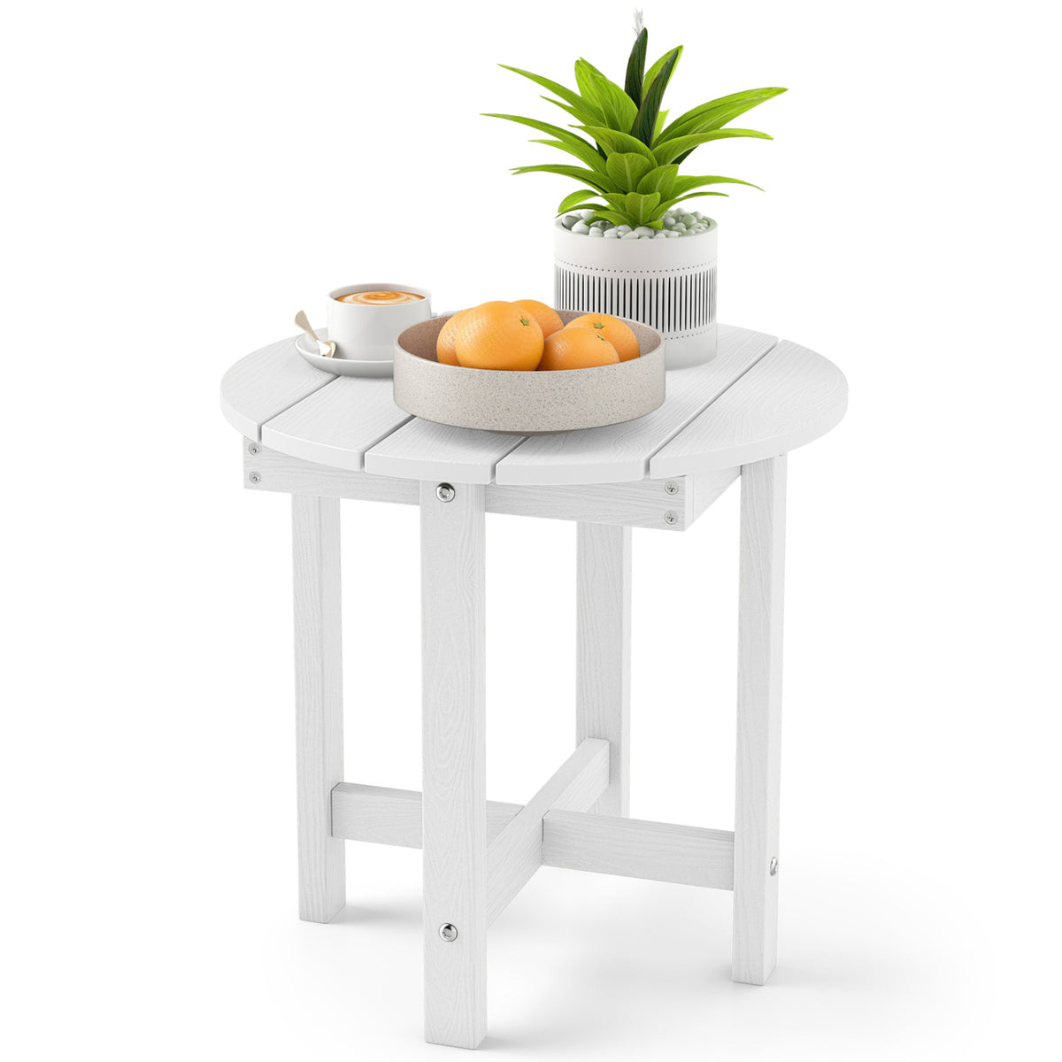 HIPS Adirondack Side Table with Weather-Resistant and Waterproof Top-White