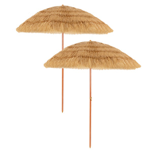 6.5 Feet Portable Thatched Tiki Beach Umbrella with Adjustable Tilt for Backyard