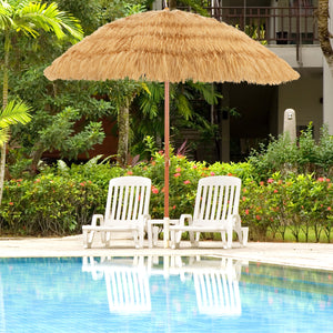 6.5 Feet Portable Thatched Tiki Beach Umbrella with Adjustable Tilt for Backyard