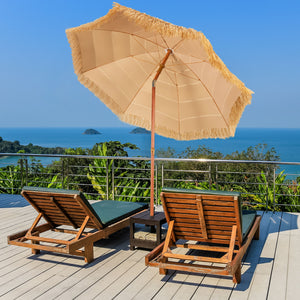 6.5 Feet Portable Thatched Tiki Beach Umbrella with Adjustable Tilt for Backyard