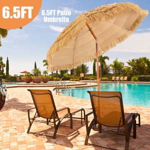 6.5 Feet Portable Thatched Tiki Beach Umbrella with Adjustable Tilt for Backyard