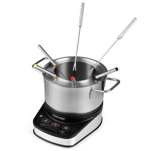 1200W Electric Fondue Pot Set with 3.2 QT Removable Pot 6 Color-Coded Fork