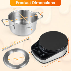 1200W Electric Fondue Pot Set with 3.2 QT Removable Pot 6 Color-Coded Fork