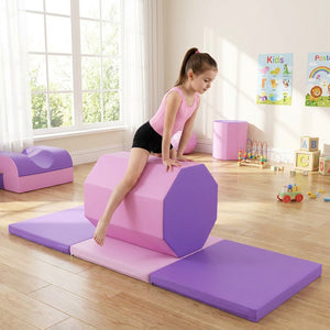Octagon Tumbling Mat and Tri-Fold Gym Mat Set with Cover