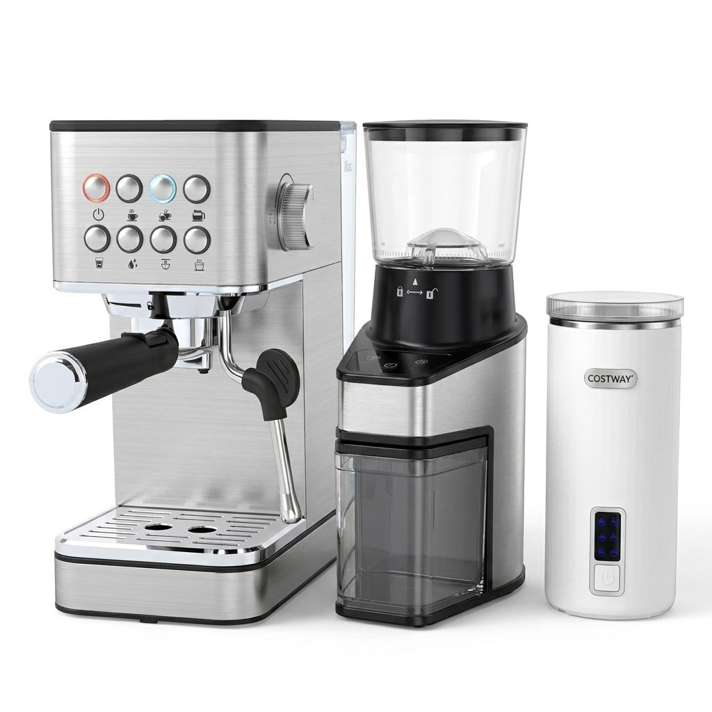 Home Espresso Coffee Station Set with Espresso Machine Grinder and Milk Frother