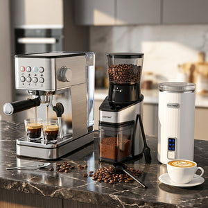 Home Espresso Coffee Station Set with Espresso Machine Grinder and Milk Frother