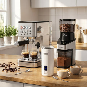 Home Espresso Coffee Station Set with Espresso Machine Grinder and Milk Frother