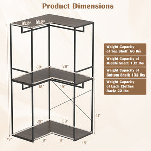 Bedroom Set with 3-Tier Clothes Rack Freestanding Clothing Rack and Dresser Storage Tower