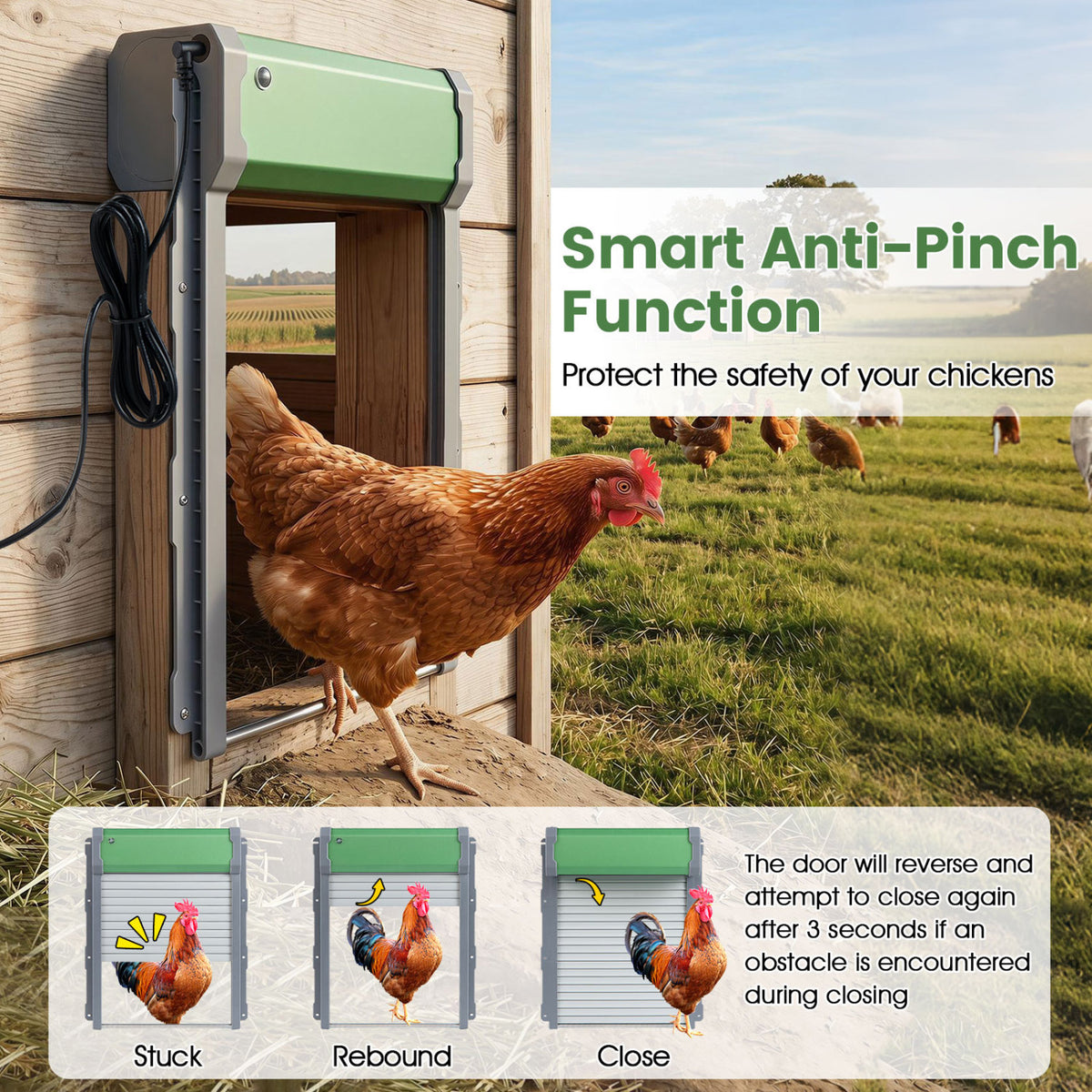 Automatic Chicken Coop Door with Remote Control and Light Sensor Timer