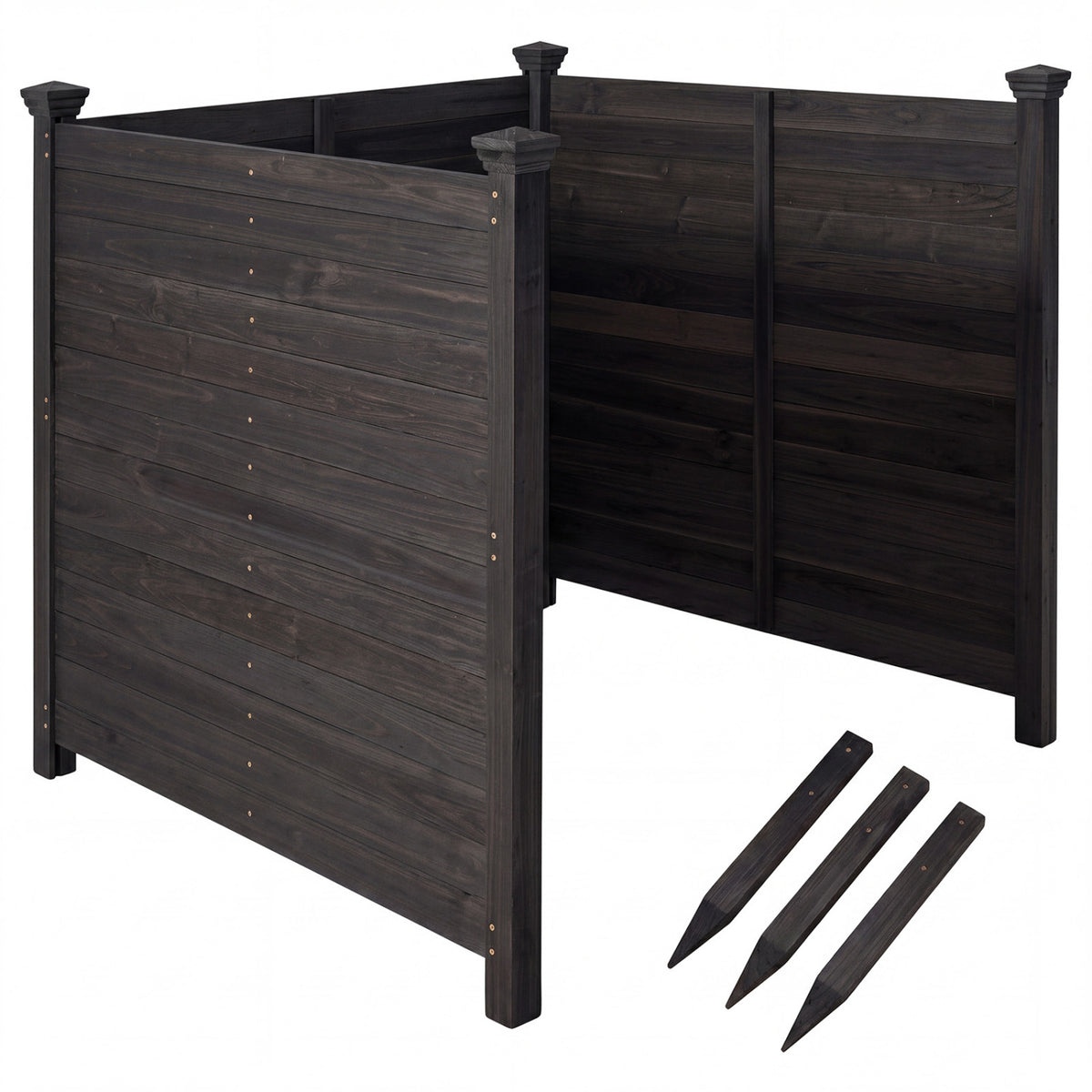 3-Panel Outdoor Privacy Air Conditioner Fence for Outside-Black