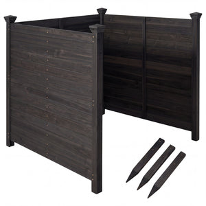 3-Panel Outdoor Privacy Air Conditioner Fence for Outside-Black