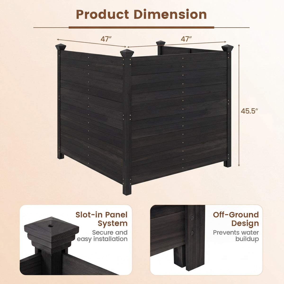 3-Panel Outdoor Privacy Air Conditioner Fence for Outside-Black