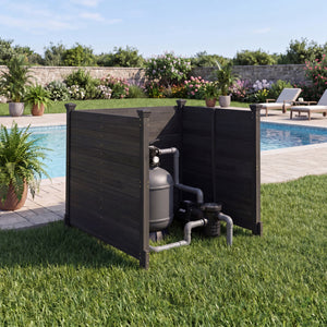 3-Panel Outdoor Privacy Air Conditioner Fence for Outside-Black