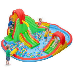 Kids Inflatable Water Park with Splash Pool and 3 Water Slides (Blower Not Included)