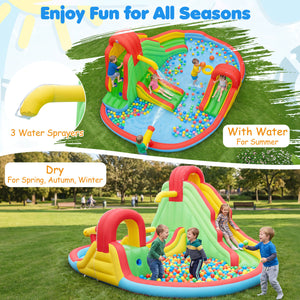 Kids Inflatable Water Park with Splash Pool and 3 Water Slides (Blower Not Included)