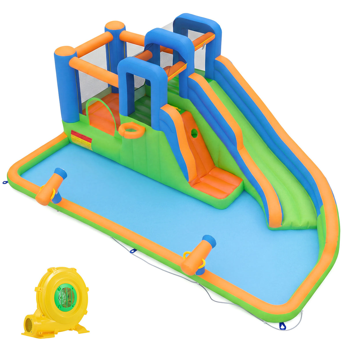 Inflatable Water Slide Park with with 780W Blower and Splash Pool for Yard Party