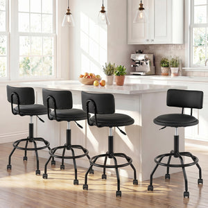 Set of 4 Modern Swivel Height Adjustable Bar Stool with Backrest