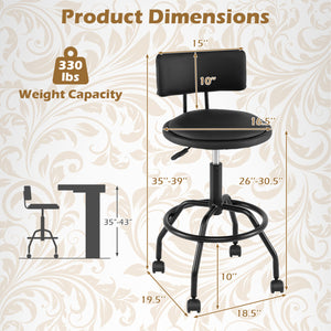 Set of 4 Modern Swivel Height Adjustable Bar Stool with Backrest