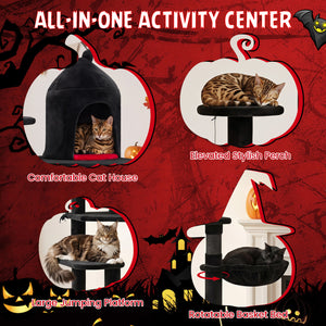 50 Inch Gothic Multi-level Cat Tree with House for Indoor Cats
