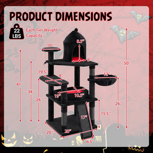 50 Inch Gothic Multi-level Cat Tree with House for Indoor Cats