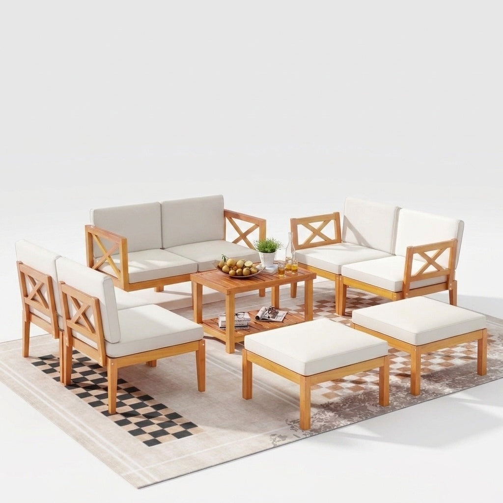 10-Piece Acacia Wood Outdoor Patio Furniture Set