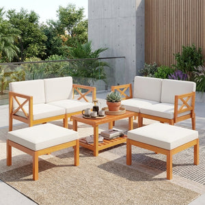 10-Piece Acacia Wood Outdoor Patio Furniture Set
