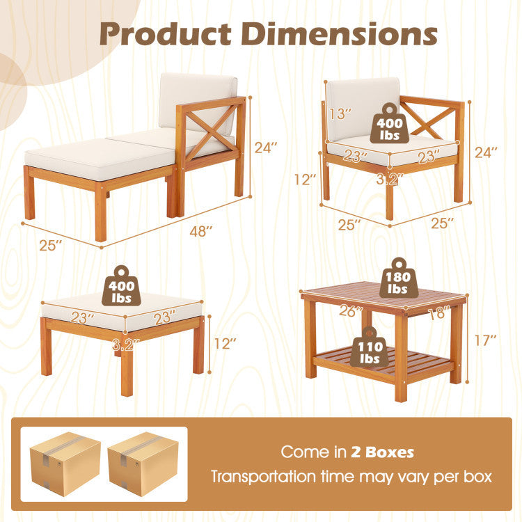 10-Piece Acacia Wood Outdoor Patio Furniture Set