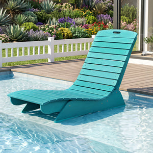 Fade-Resistant Outdoor Lounger with Contoured Shape for Deck Poolside-Turquoise