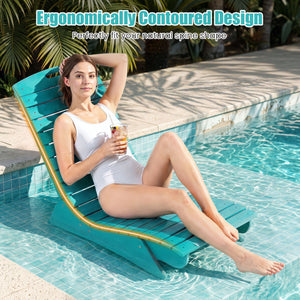 Fade-Resistant Outdoor Lounger with Contoured Shape for Deck Poolside-Turquoise